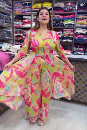 Multi Color Chinon Silk Digital Printed Gown Dress